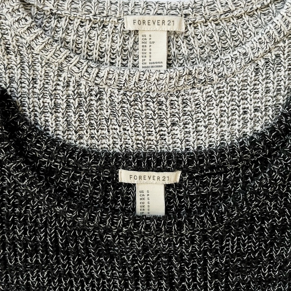 2x 100% Cotton Ribbed Knit Fisherman Sweater | Black/White, Cream/Black | F21 - Picture 3 of 16